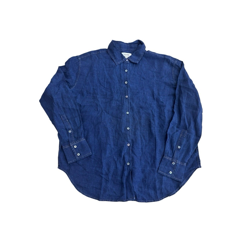 Haven Well‎ Within Shirt Womens M Blue 100% Linen Top Beach